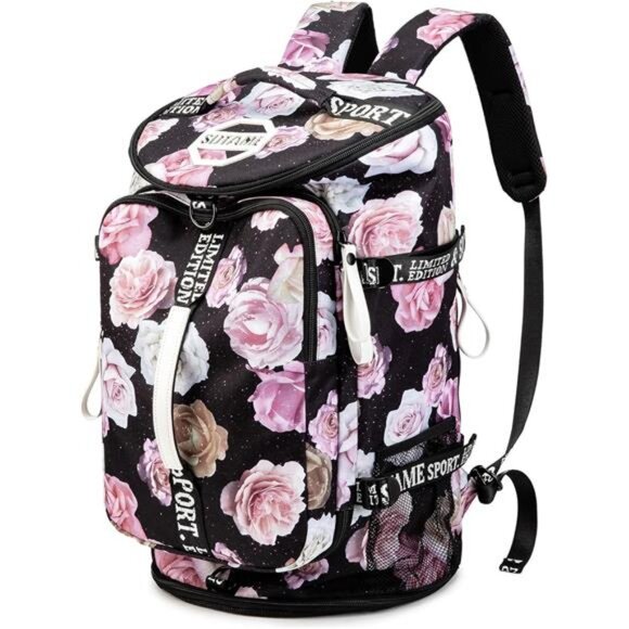 Gym Duffle Bag Backpack with Shoe Compartment,4 ways Travel Backpack for Women